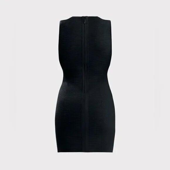 HERVE LEGER OTTOMAN MINI DRESS W/ CRYSTAL TRIM - Picture 3 of 7